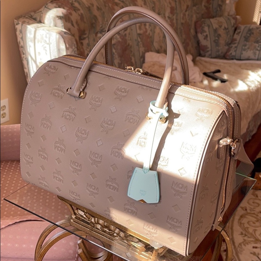 MCM Worldwide Boston Handbag Urban Taupe / Gray
